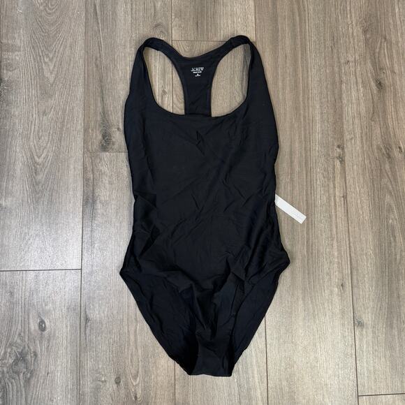 J.Crew Gail Classic Sculpt Swimsuit 12 Black One-Piece Racerback Removable Pads - Picture 3 of 9